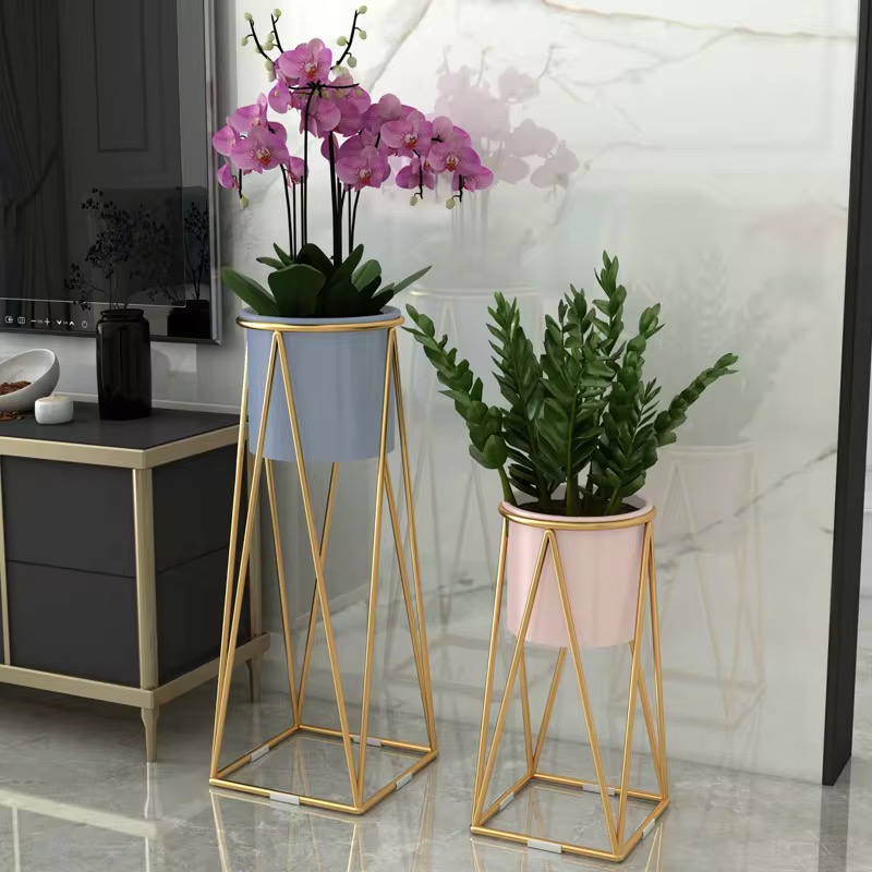 Livingroom Floor Pot with Golden Stand